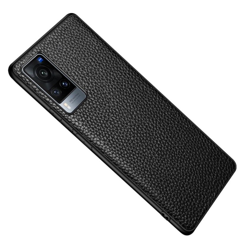 Coque Vivo X60 Cuir Véritable Grainé - Noir