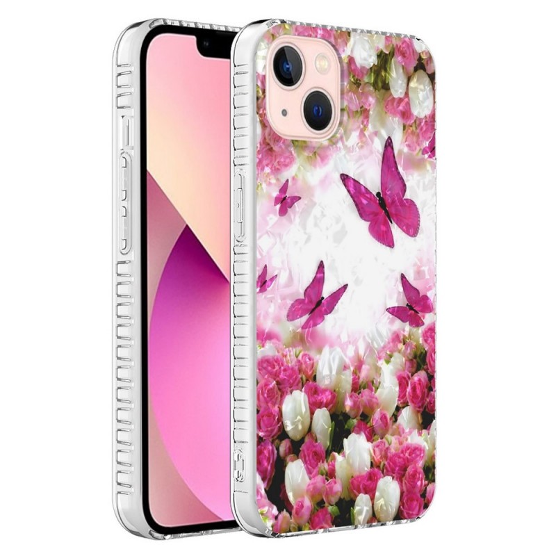 Coque iPhone 13 mini Papillons et Fleurs Roses