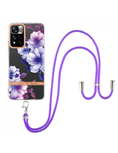 Coque Xiaomi Redmi Note 11 Pro Plus 5G Fleurs à Cordon